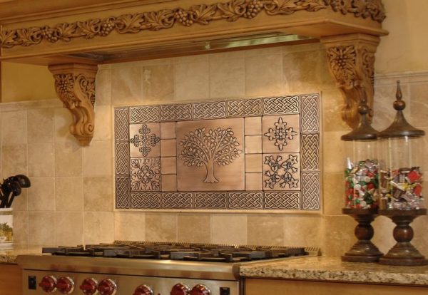 Copper tiles backsplash, brass tiles, stainless steel tiles by Copper