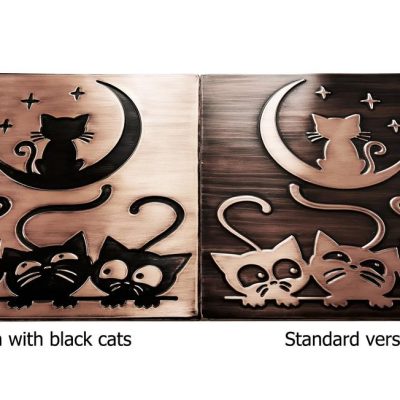 Cats and moon copper tile 2 version