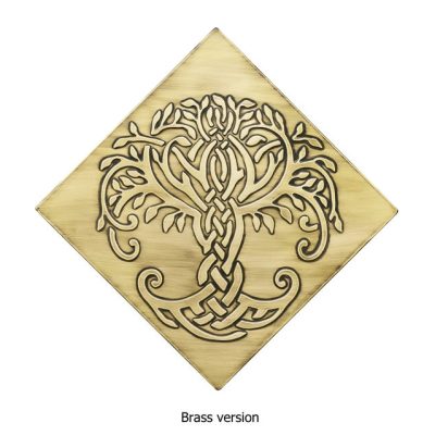 Diagonal Celtic tree of life brass tile