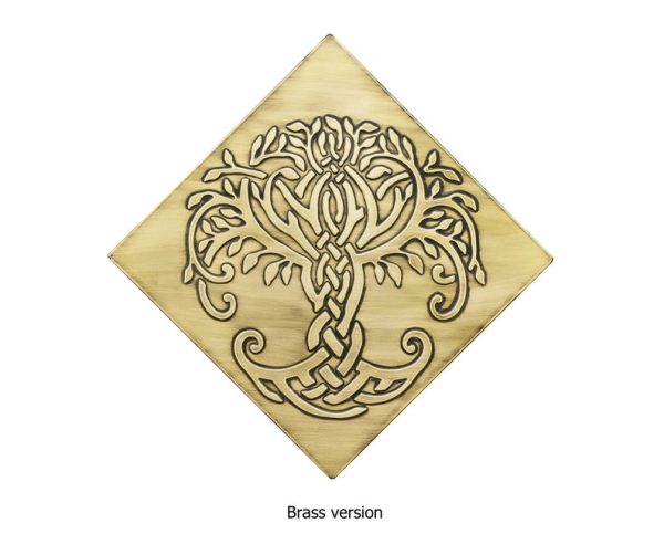 Diagonal Celtic tree of life brass tile