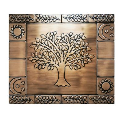 Tree of life with olive branches, sun and moon