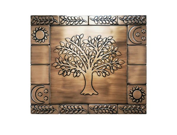 Tree of life with olive branches, sun and moon