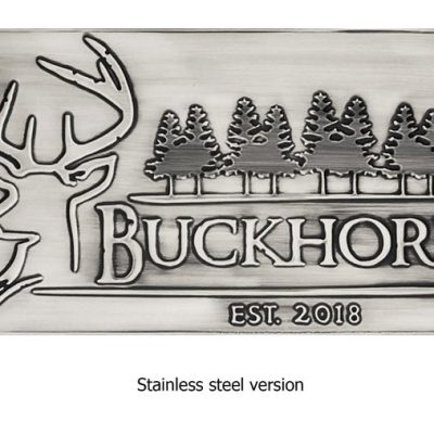 logo on a stainless steel tile