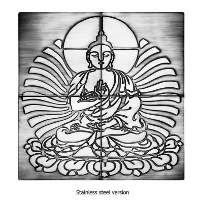 Buddha - set of 4 stainless steel tiles