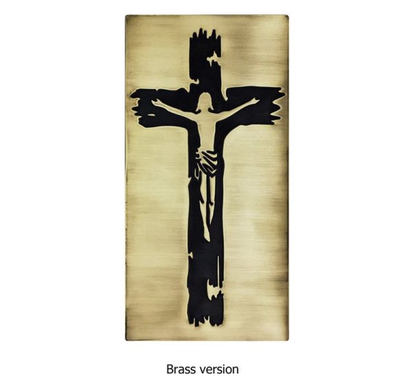 Jesus on the cross - brass tile