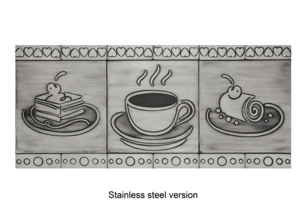 Cakes and coffee stainless steel tiles
