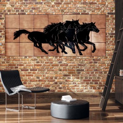 galloping horses copper tiles