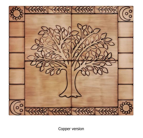 Tree of life with olive branches copper tiles