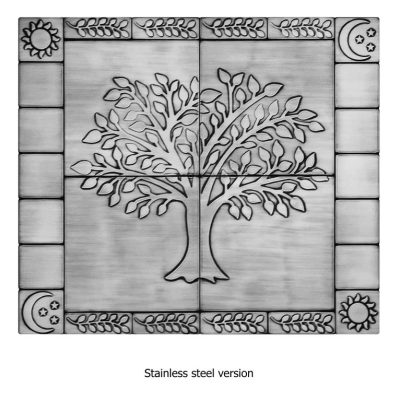 Tree of life with olive branches stainless steel tiles