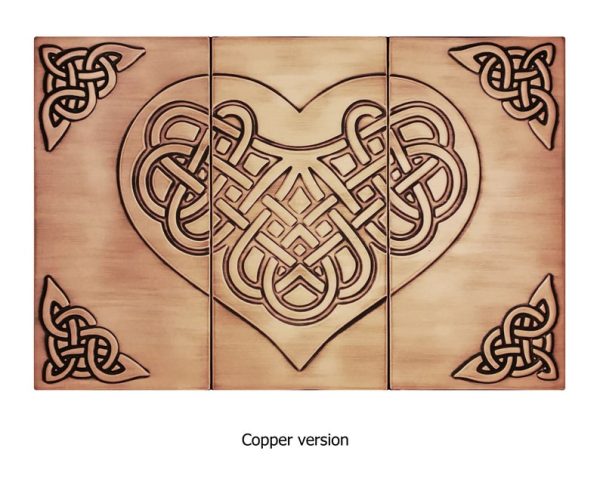 celtic heart copper tiles 3 tiles