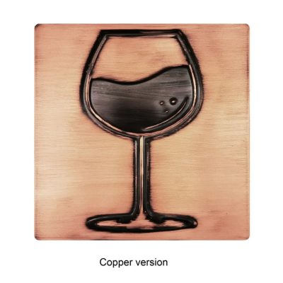 handmade copper tile - a glass of wine