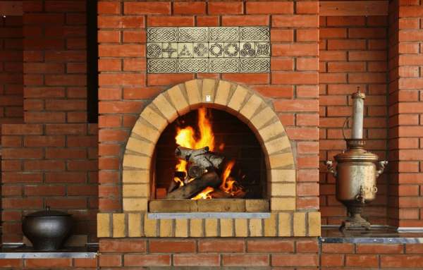 fireplace metal tiles decoration
