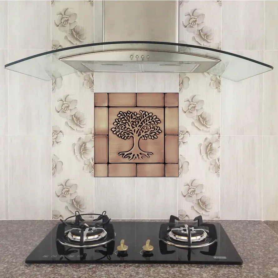 A simple, beautiful tree and root copper tile set