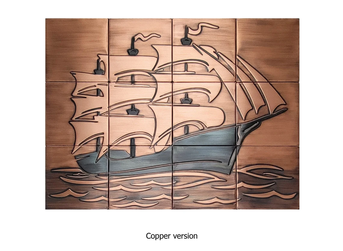 sailing ship copper backsplash