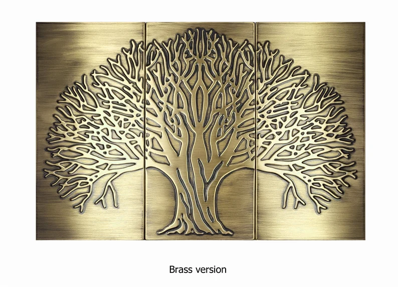 Tree of life brass backsplash