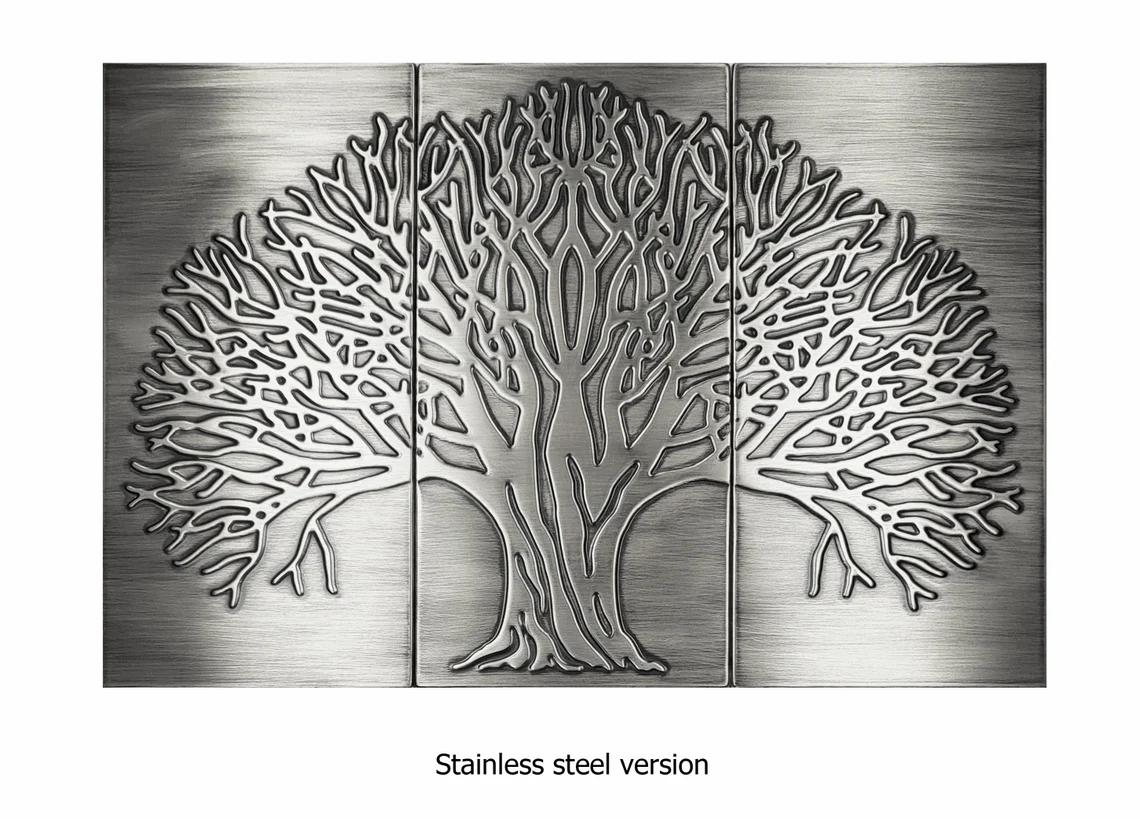 Tree of life stainless steel backsplash