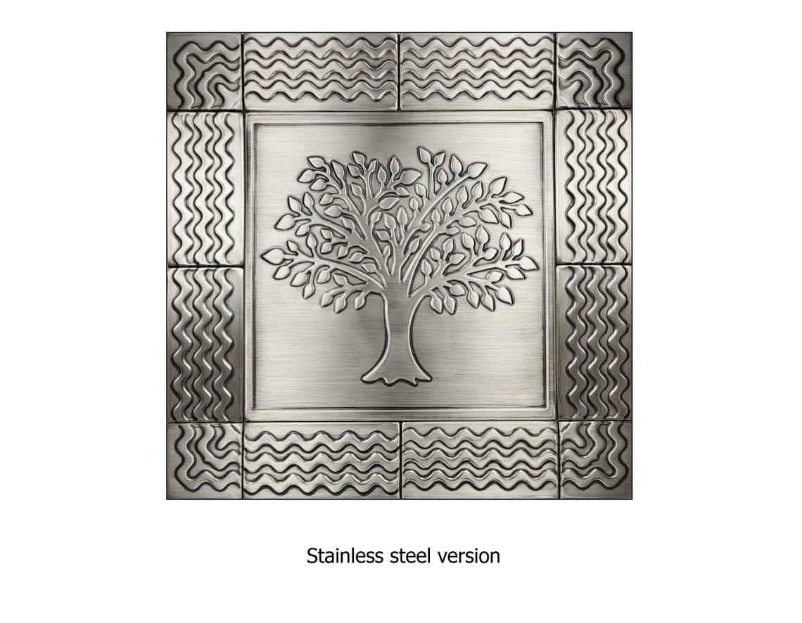 Majestic tree of life stainless steel backplash