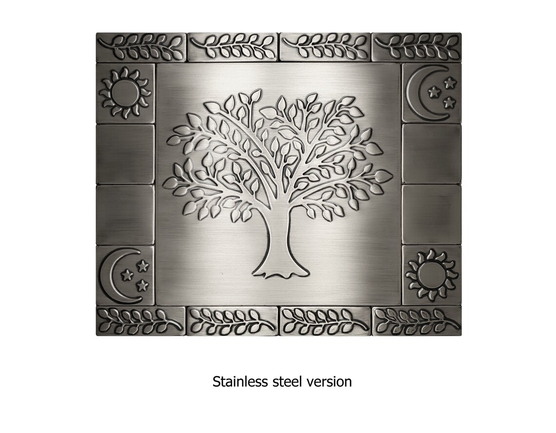 Tree of life kitchen stainless steel backsplash